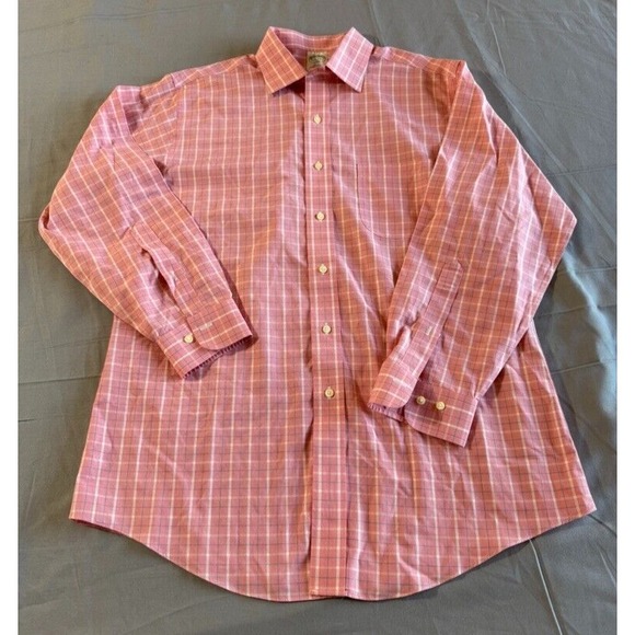 Brooks Brothers‎ Shirt Button Down  Men 16-2/3 Pink Check Long Sleeve Non Iron - Picture 1 of 16